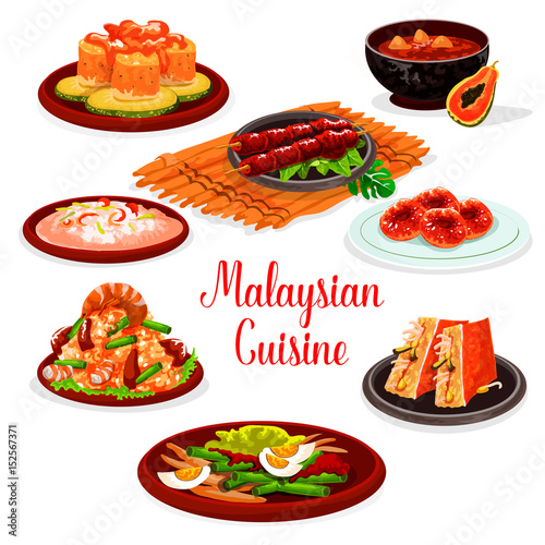 Malaysian cuisine restaurant menu with asian food