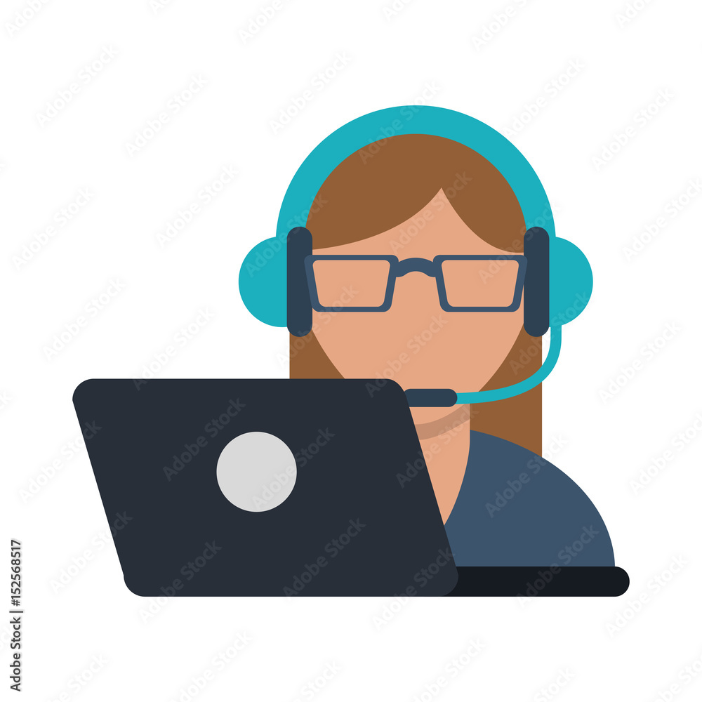 person with headset and laptop ecommerce or customer service icon image vector illustration design person with headset and laptop ecommerce or customer service icon image vector illustration design