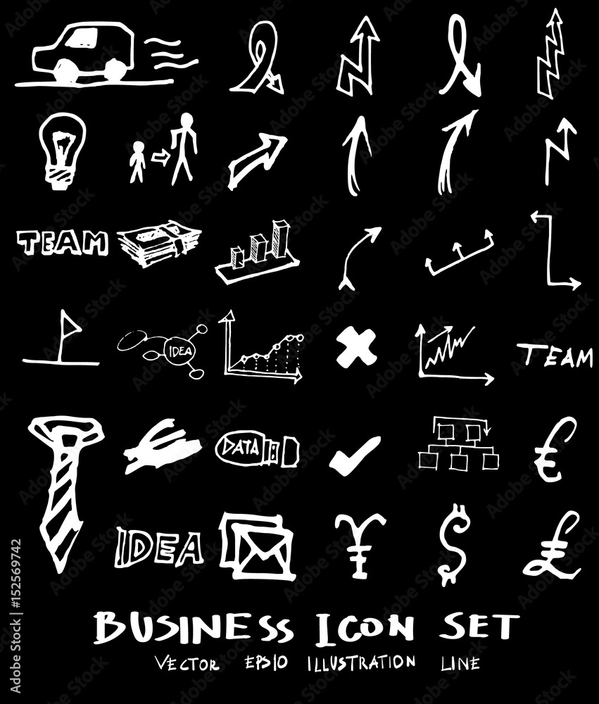 Business set sketch vector ink doodle on chalkboard eps10 Business set sketch vector ink doodle on chalkboard eps10