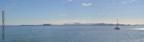 Ocean Panorama Yacht with the Northern Coast of Fuerteventura and the Island of Lobos in the Background.