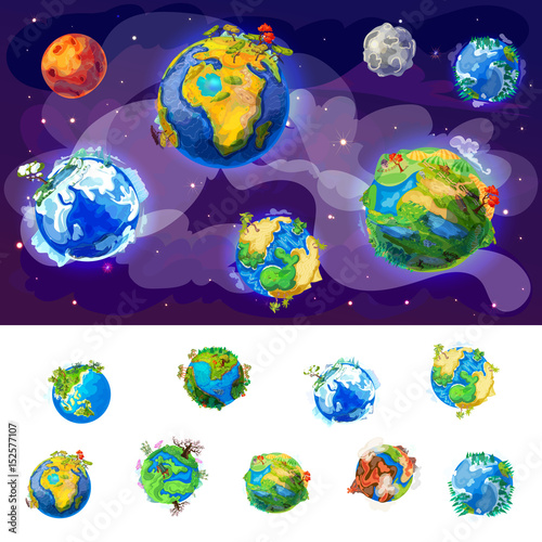 Cartoon Earth Globes Concept