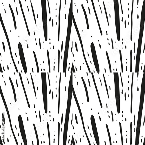 Striped grunge black and white texture. Astract geometric seamless pattern with ink brush. Hand drawn illustration background.