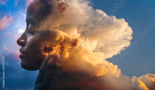 Double exposure, portrait o...