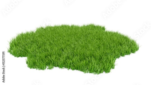 3D Rendering green grass field isolated on white background
