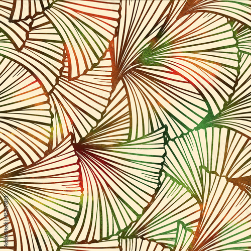 Exotic leaves seamless pattern. Vibrant colors.