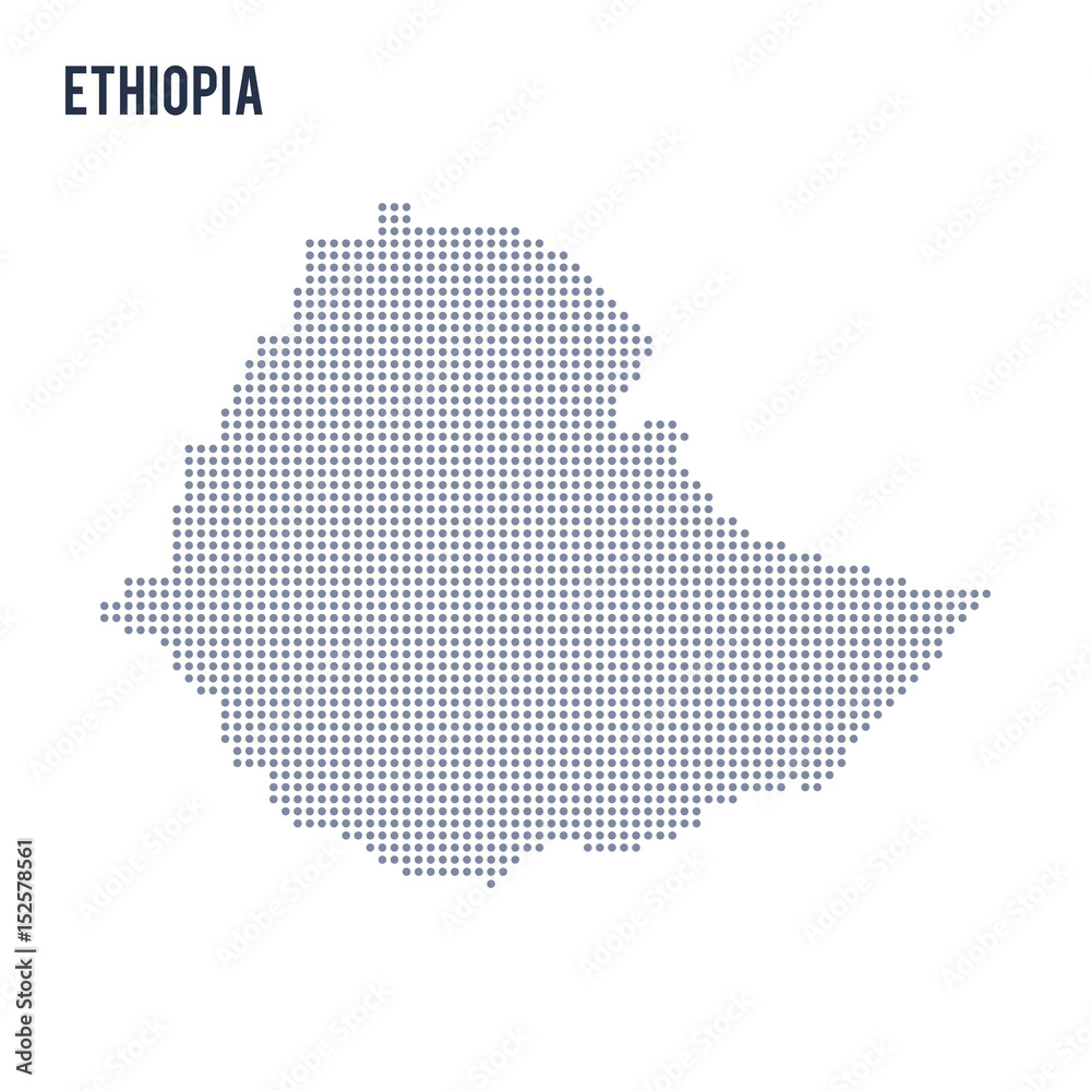 Vector dotted map of Ethiopia isolated on white background .