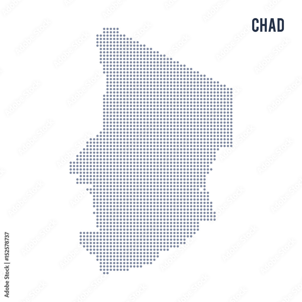 Vector dotted map of Chad isolated on white background .