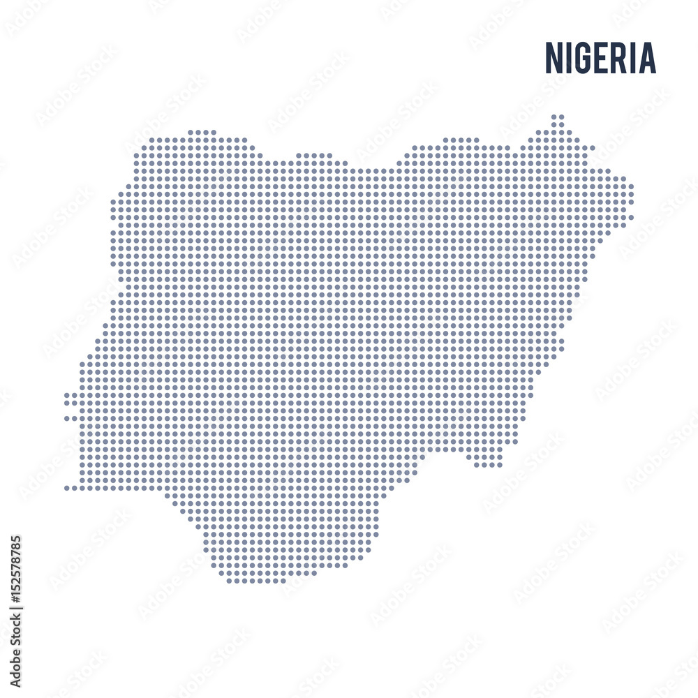 Vector dotted map of Nigeria isolated on white background .