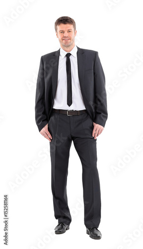 Happy business man on an isolated background