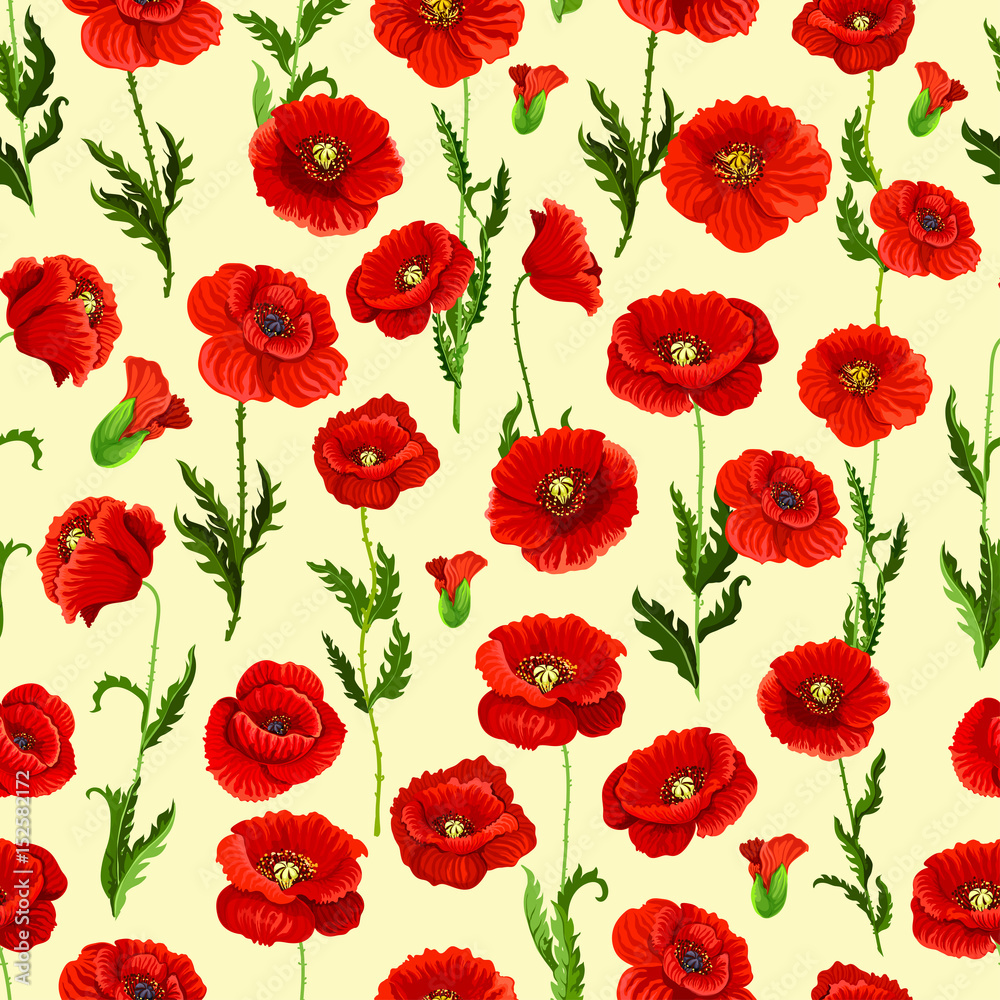 Obraz premium Spring flower field seamless pattern background