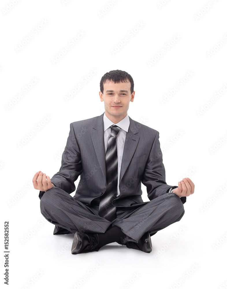 Closeup of attractive young man meditating Closeup of attractive young man meditating