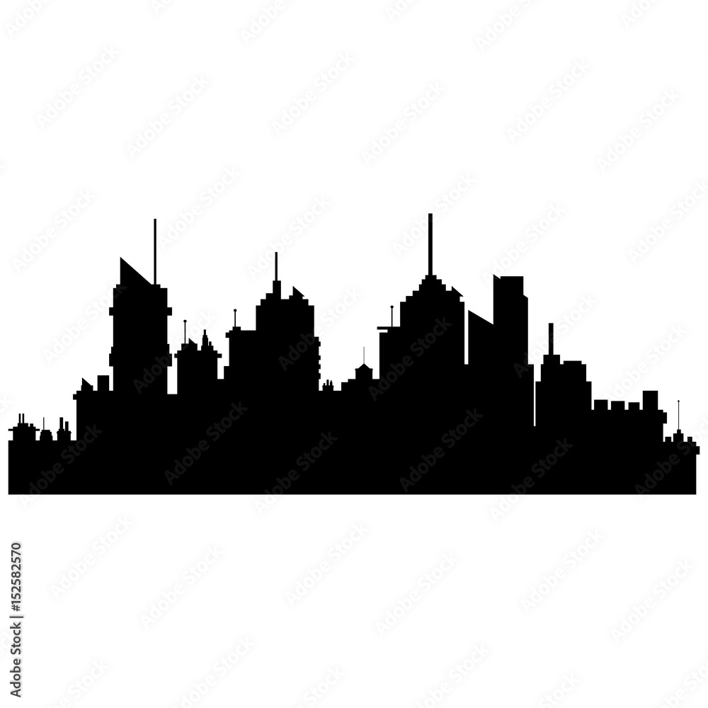 silhouette city buildings skyscraper town vector illustration
