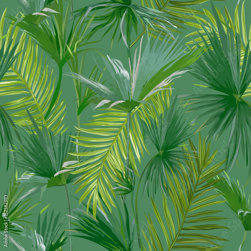 Tropical Palm Leaves  Jungle Leaves Seamless Vector Floral Pattern Background