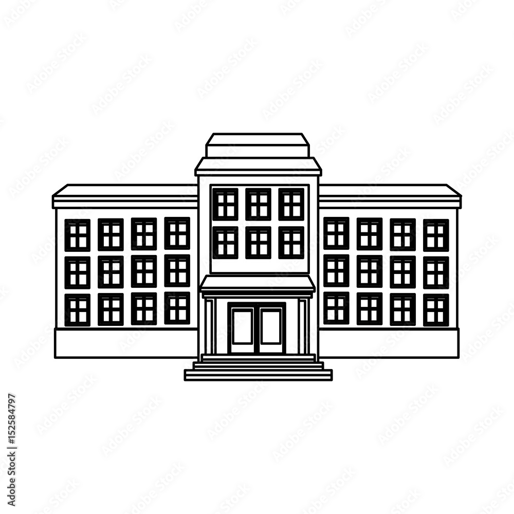 school building facade flag windows vector illustration Stock Vector ...