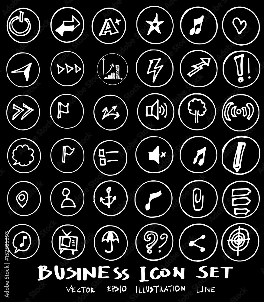 Business set sketch vector ink doodle on chalkboard eps10 Business set sketch vector ink doodle on chalkboard eps10