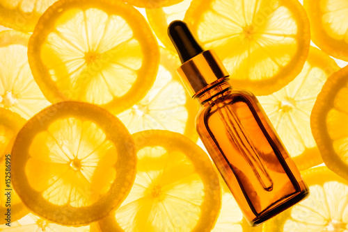 Quadro su tela Citrus lemon essential oil, vitamin c serum, beauty care aroma therapy