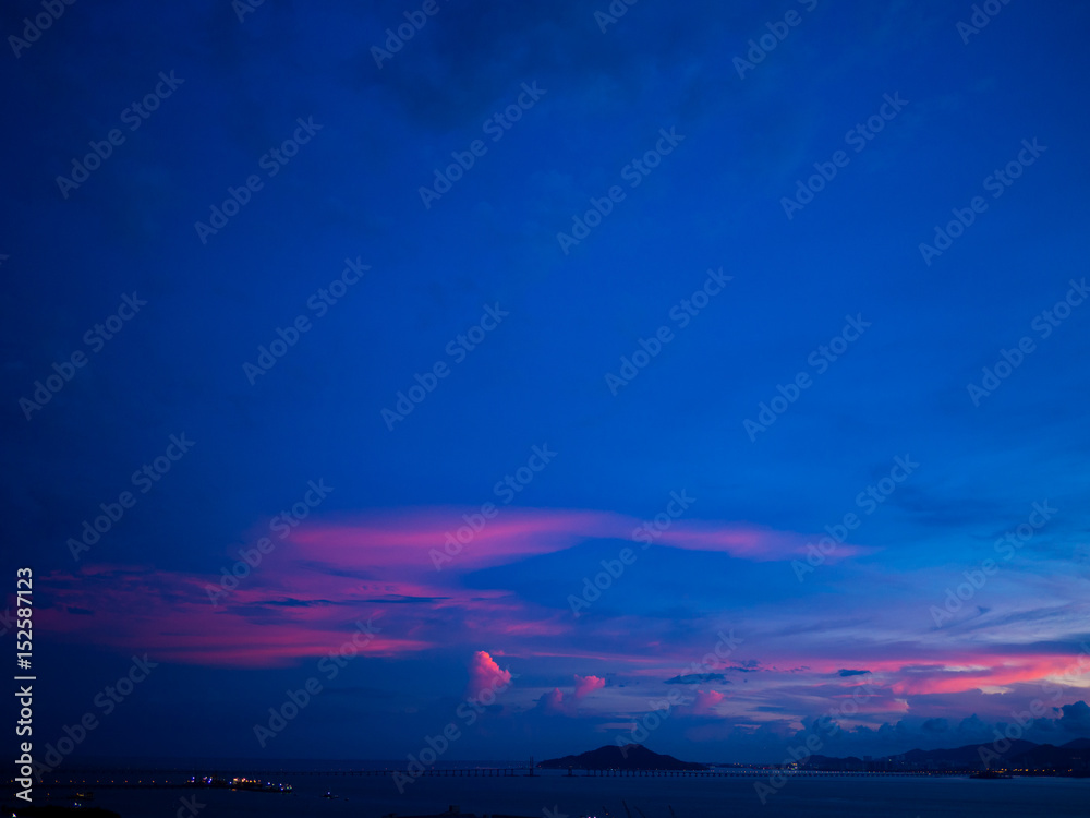 dark blue sky sunset over Penang island