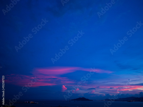 dark blue sky sunset over Penang island