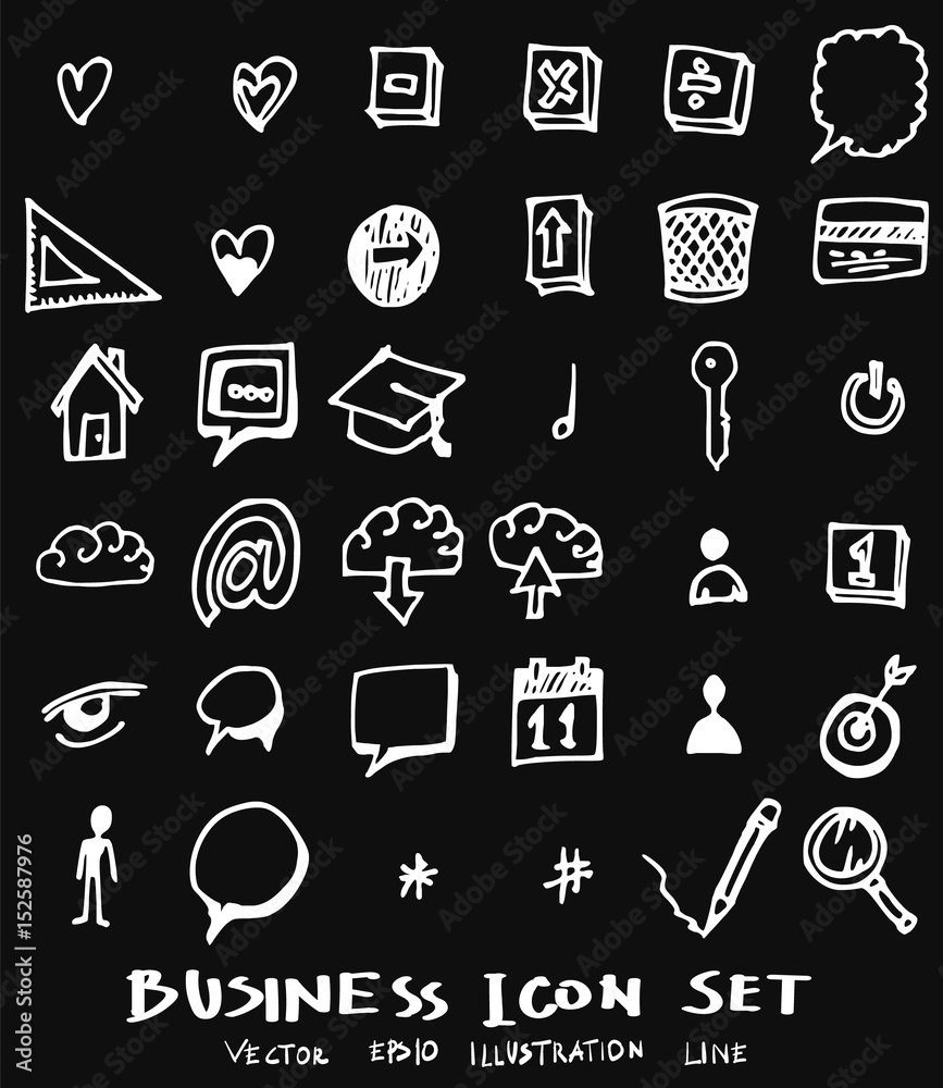 Business set sketch vector ink doodle on chalkboard eps10 Business set sketch vector ink doodle on chalkboard eps10