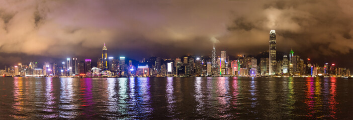Papier peint photo Hong Kong Nuit étoilée sur le port Victoria  © Daco