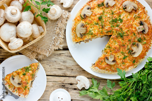Delicious mushroom pie with champignon
