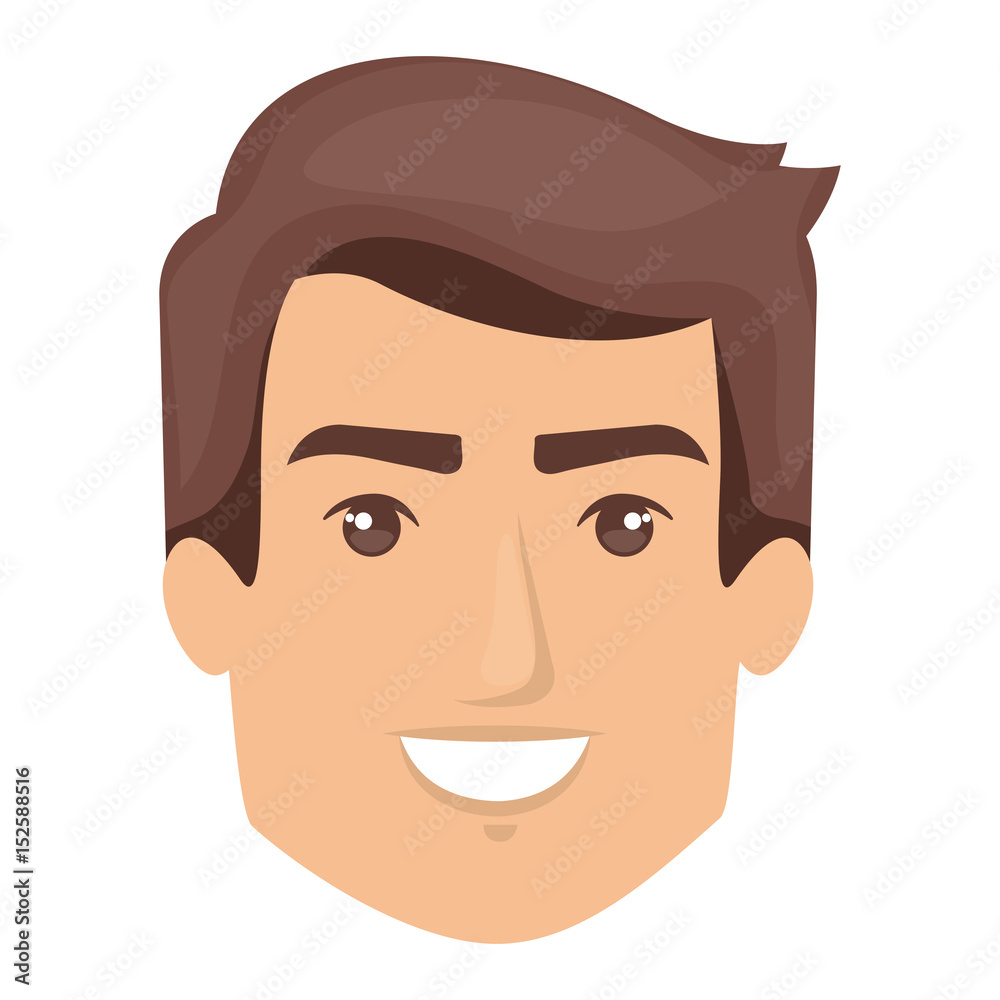 white background of smiling man face with short hair style vector illustration