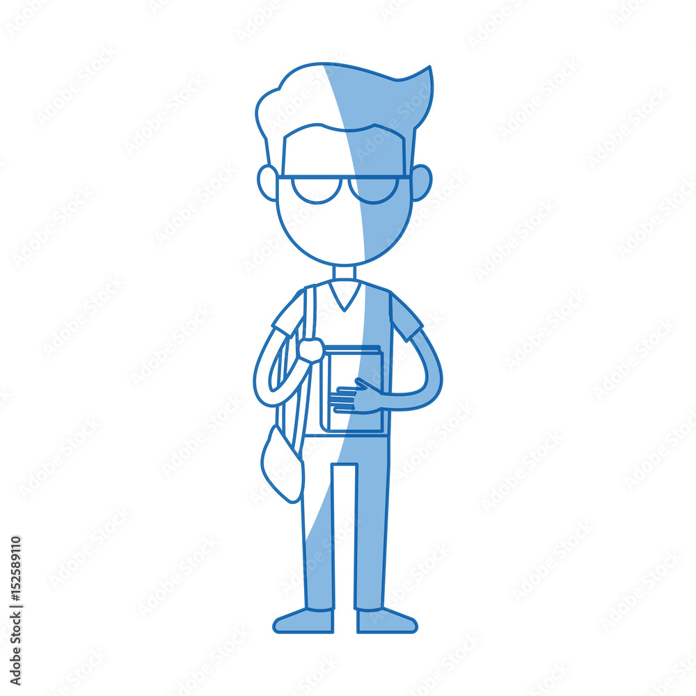 avatar boy student portrait image vector illustration