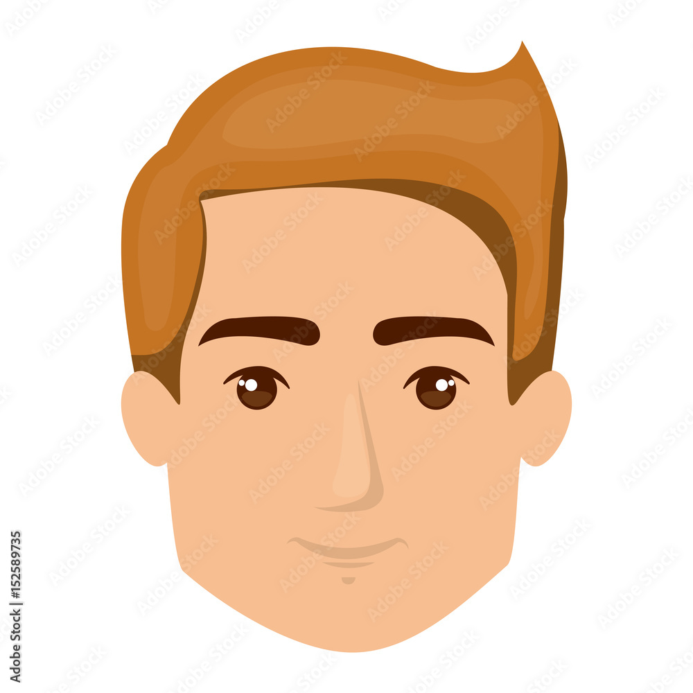 white background of man face with light brown hair vector illustration
