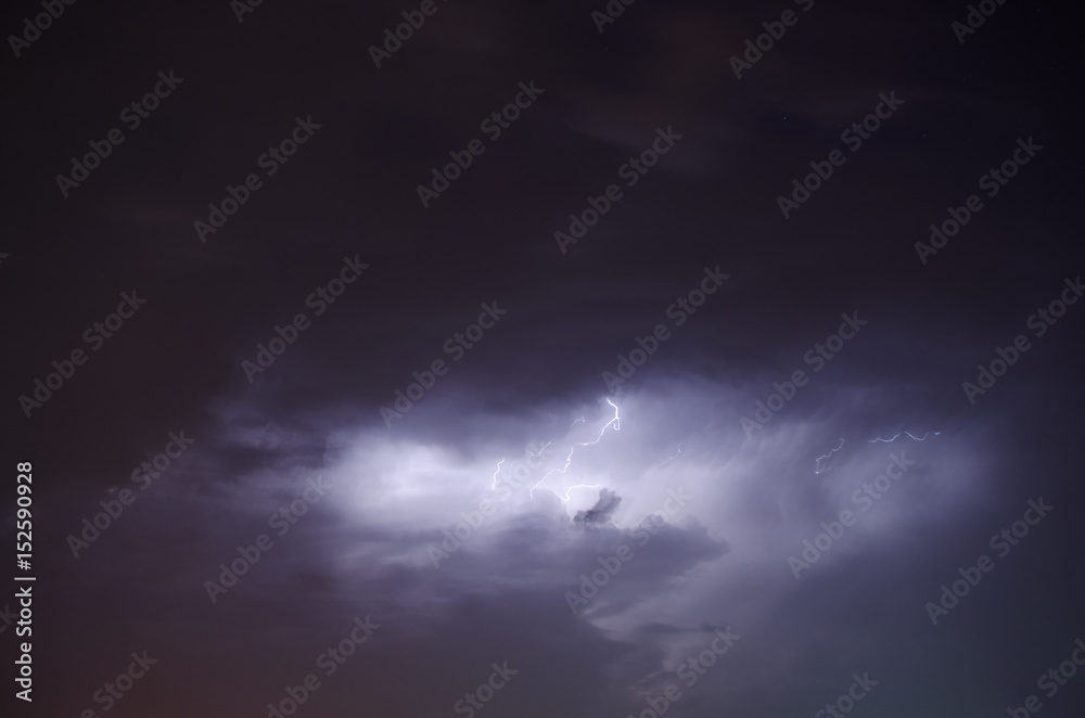 Thunderstorm Lightnings Behind The Clouds In The Night Sky Thunderstorm Lightnings Behind The Clouds In The Night Sky