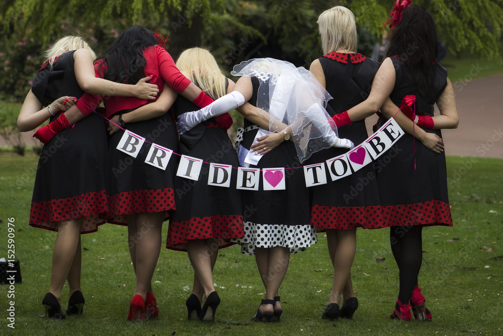 Young ladies at Hen party event with the words Bride to be