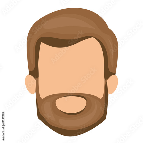 white background of faceless man with light brown hair and beard vector illustration