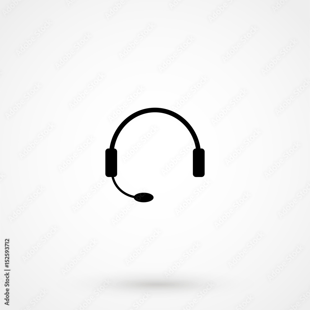 Headset. Headphones with microphone Sign Isolated on white background. Support, Call center, Customer service, Headset. Headphones with microphone Sign Isolated on white background. Support, Call center, Customer service,