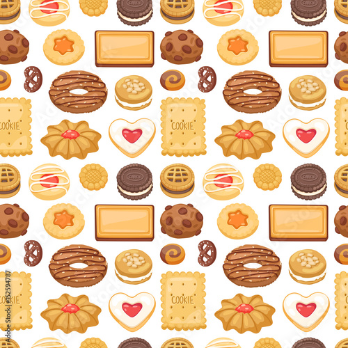 Different cookie cake isolated vector seamless pattern sweet food