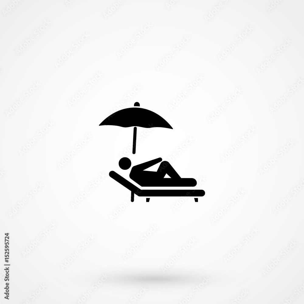 umbrella and sun lounger on the beach isolated linear icon for websites ...