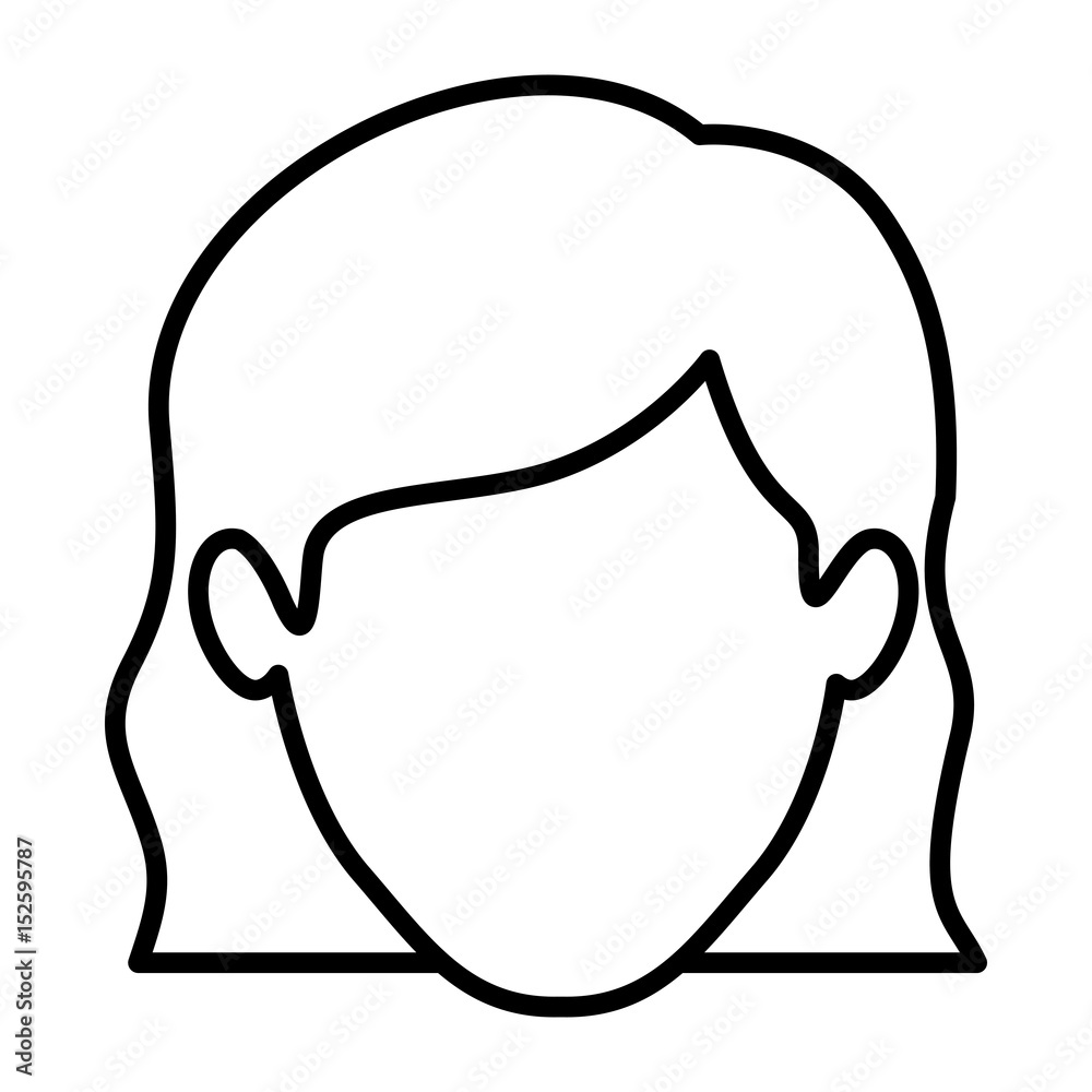 monochrome contour of faceless woman with wavy short hair vector illustration monochrome contour of faceless woman with wavy short hair vector illustration