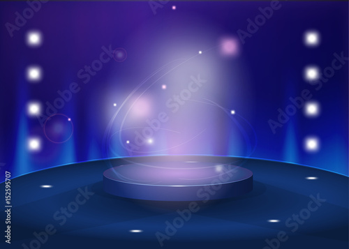 Round pedestal in blue color tones