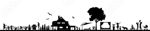 Silhouette Haus und Familie