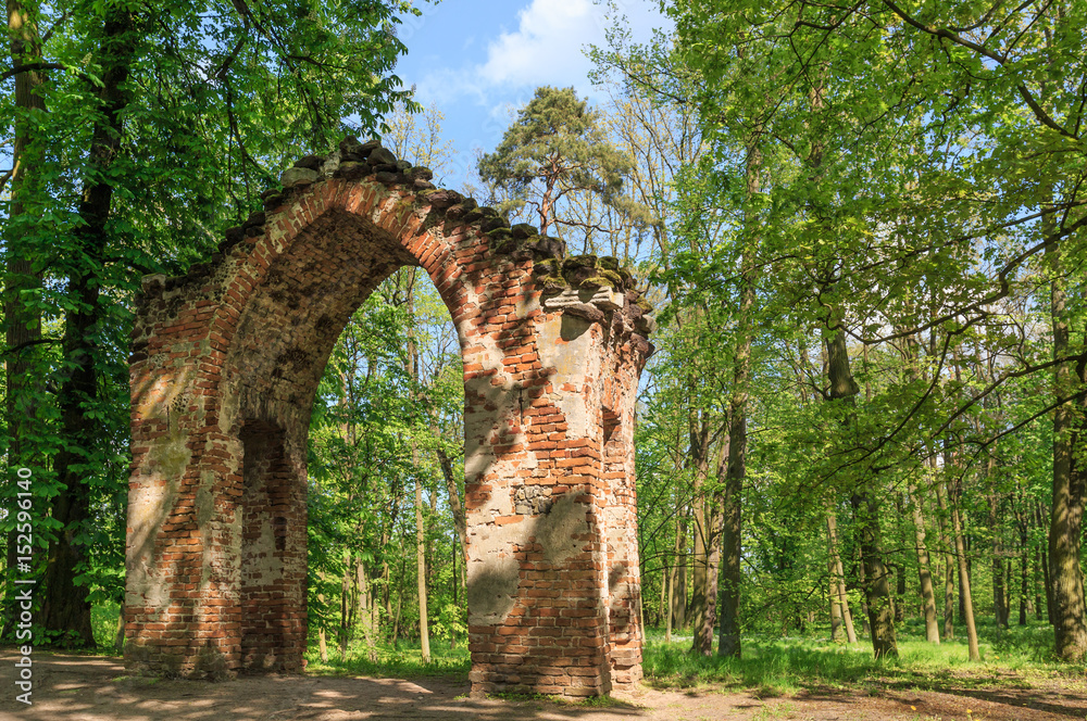 English - garden style romantic park in Arcadia near Nieborow and Lowicz in Poland.
Ruins of Gothic Arcade