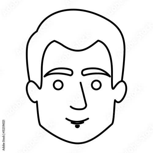 monochrome contour of guy face with short hair vector illustration