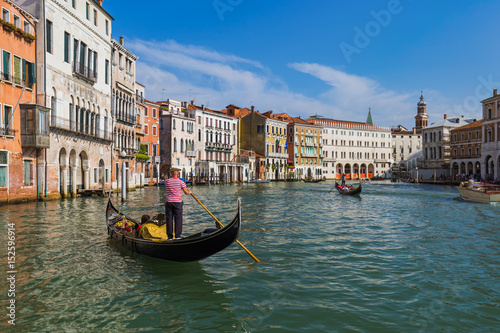 Gondola in Grand Canal at Venice Italy