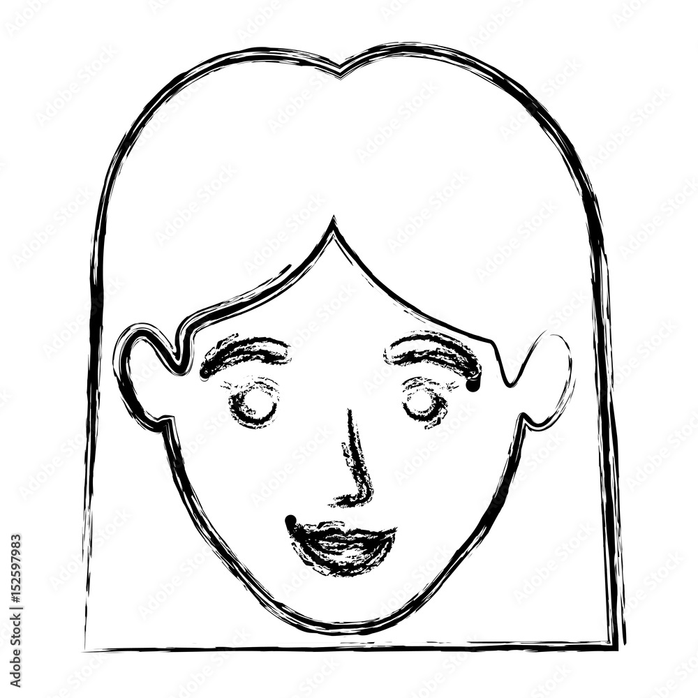 monochrome blurred silhouette of smiling woman face with straight short hair vector illustration monochrome blurred silhouette of smiling woman face with straight short hair vector illustration