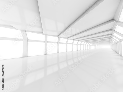 Abstract modern architecture background, empty white open space interior. 3D rendering