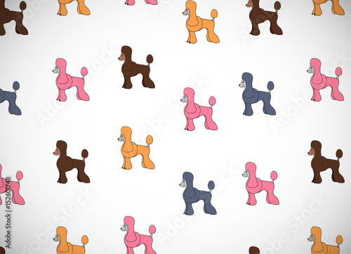 Awesome greeting card with cute cartoon dogs. Breed poodle.
