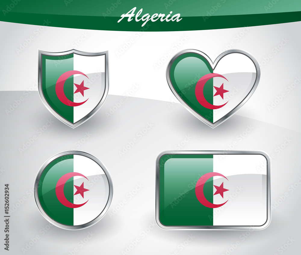 Glossy Algeria flag icon set Glossy Algeria flag icon set
