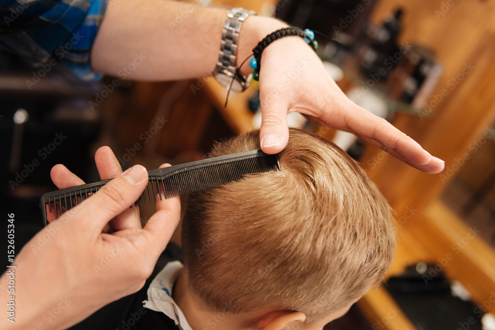 Close up of a professional comb being in use