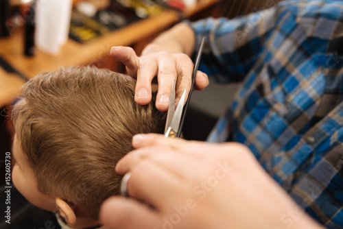 Close up of scissors being in use