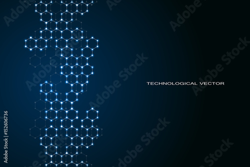 Hexagonal structure molecule dna of neurons system, genetic and chemical compounds, medical or scientific background for banner or flyer, vector illustration © berCheck