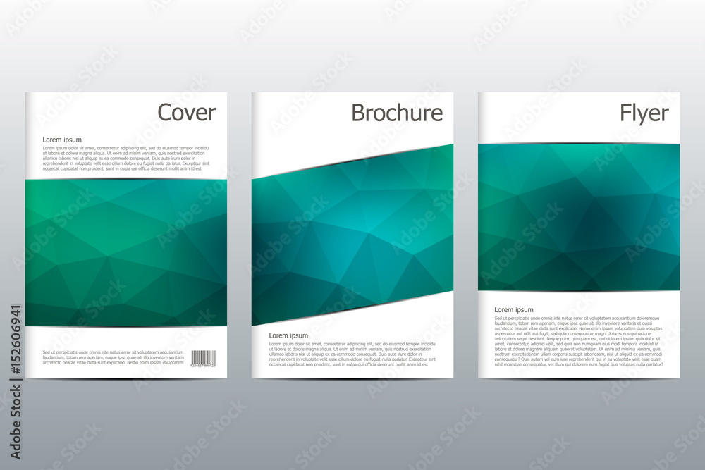 Fototapeta premium Brochure template layout, flyer, cover, annual report, magazine in A4 size. Triangular shape. Geometric abstract background. Vector illustration