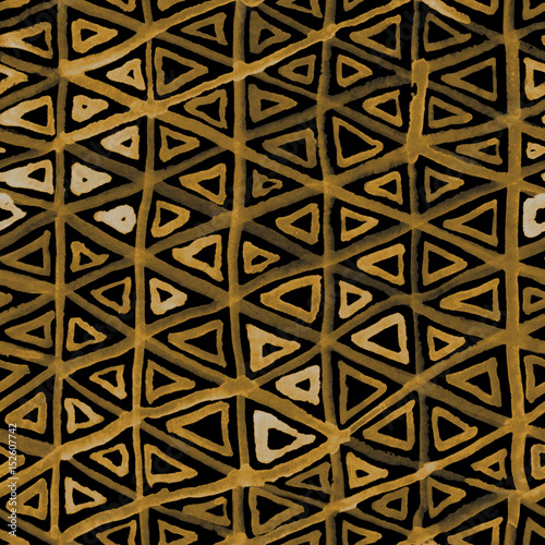 seamless watercolor triangle ornament. Hand drawn pattern