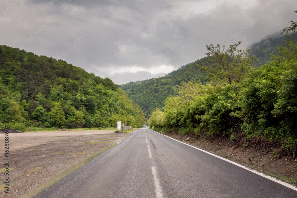 Empty mountain road in Transylvania